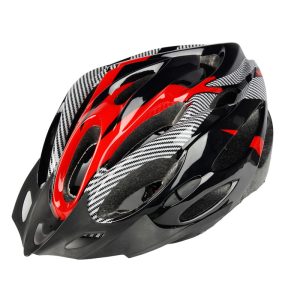 Casco de bicicleta mtb adulto aerodinámico negro con rojo