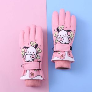 Guantes térmicos impermeables invierno nieve esquí niños rosa