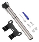 Mini bombín de mano plateado de aluminio 120 psi para bicicleta con soporte y adaptadores