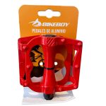 Par de pedales bicicleta aluminio MTB plataforma abierta rojo