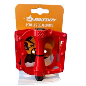 Par de pedales bicicleta aluminio MTB plataforma abierta rojo