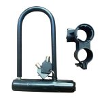 Candado de seguridad U-lock negro de acero para bicicleta con soporte y llaves