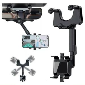 Soporte celular negro para espejo retrovisor de auto rotación 360 SPEEDLINK