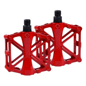 Par de pedales de bicicleta aluminio MTB antideslizantes rojo