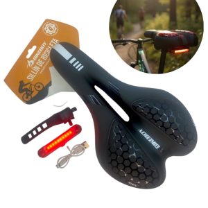 Asiento sillín deportivo bicicleta gel antiprostático con luz