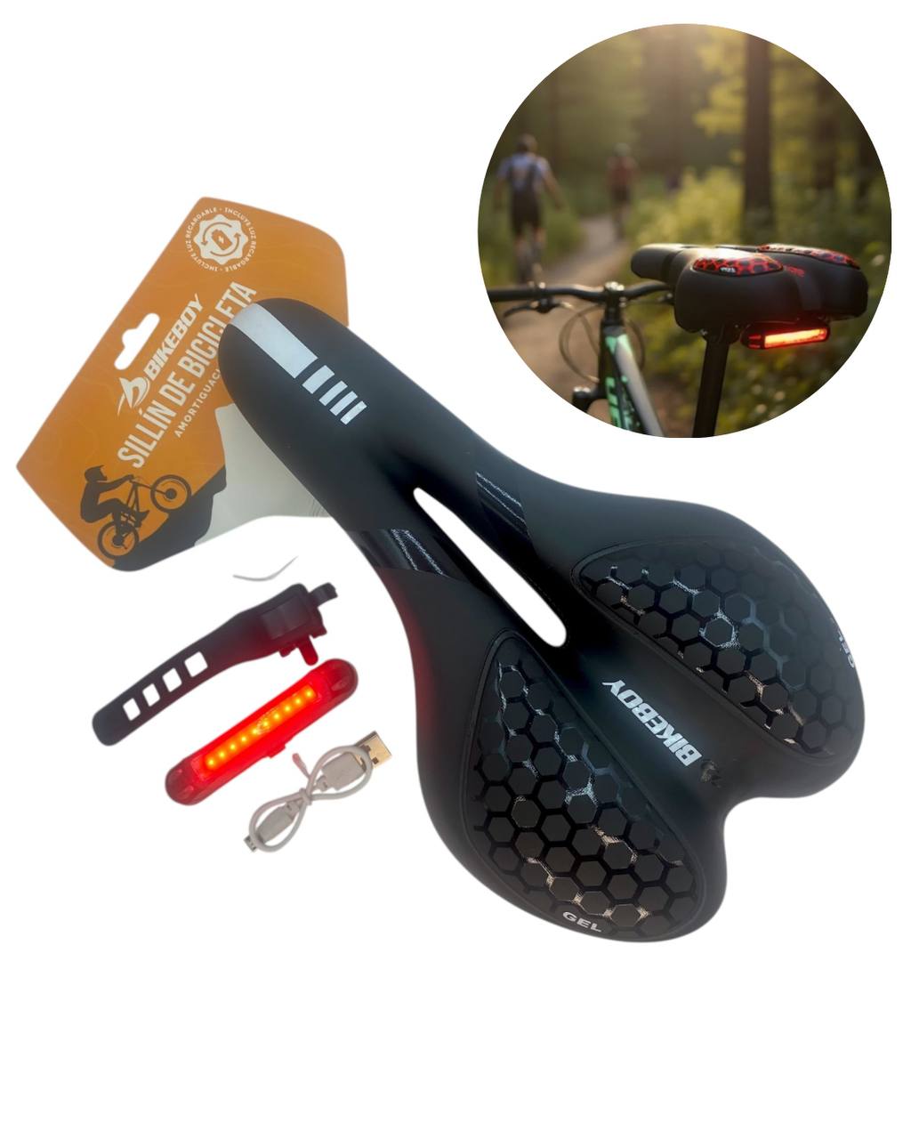 Sillin Asiento Bicicleta Prostatico Gel Mtb Ruta Calidad Negro