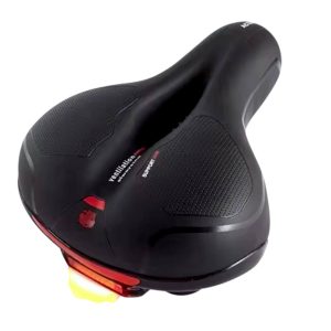 Asiento sillín bicicleta amplio antiprostático gel negro con luz usb trasera