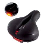 Asiento sillín bicicleta amplio antiprostático gel negro con luz usb trasera