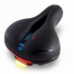 Asiento sillín bicicleta amplio antiprostático gel negro con luz usb trasera