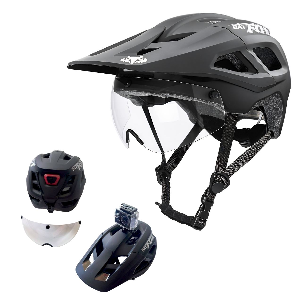 Casco de motociclista verde (6) casco MTB certificado con visera magnetica batfox fox